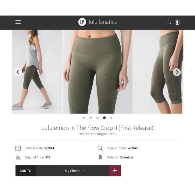 Lululemon in the flow ll crop leggings army green women's size 6 activewear - Image 6