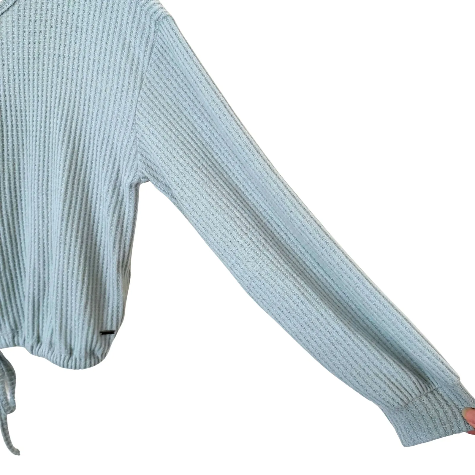 Hollister Open-Back Tie-Front Boyfriend Long Sleeve Waffle Knit Sweater - Small - Image 7