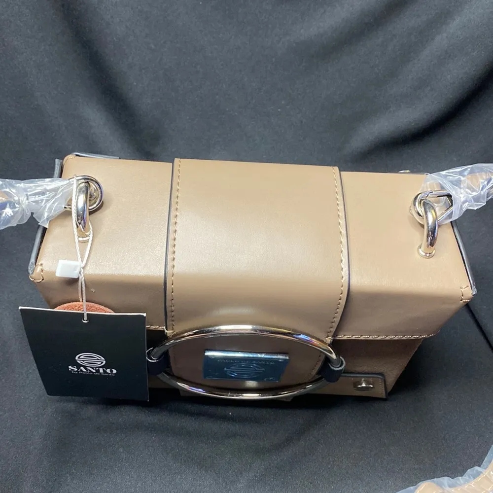 Santo By Paolo Santo Cynthia Square Box Crossbody and hand bag Tan - Image 4