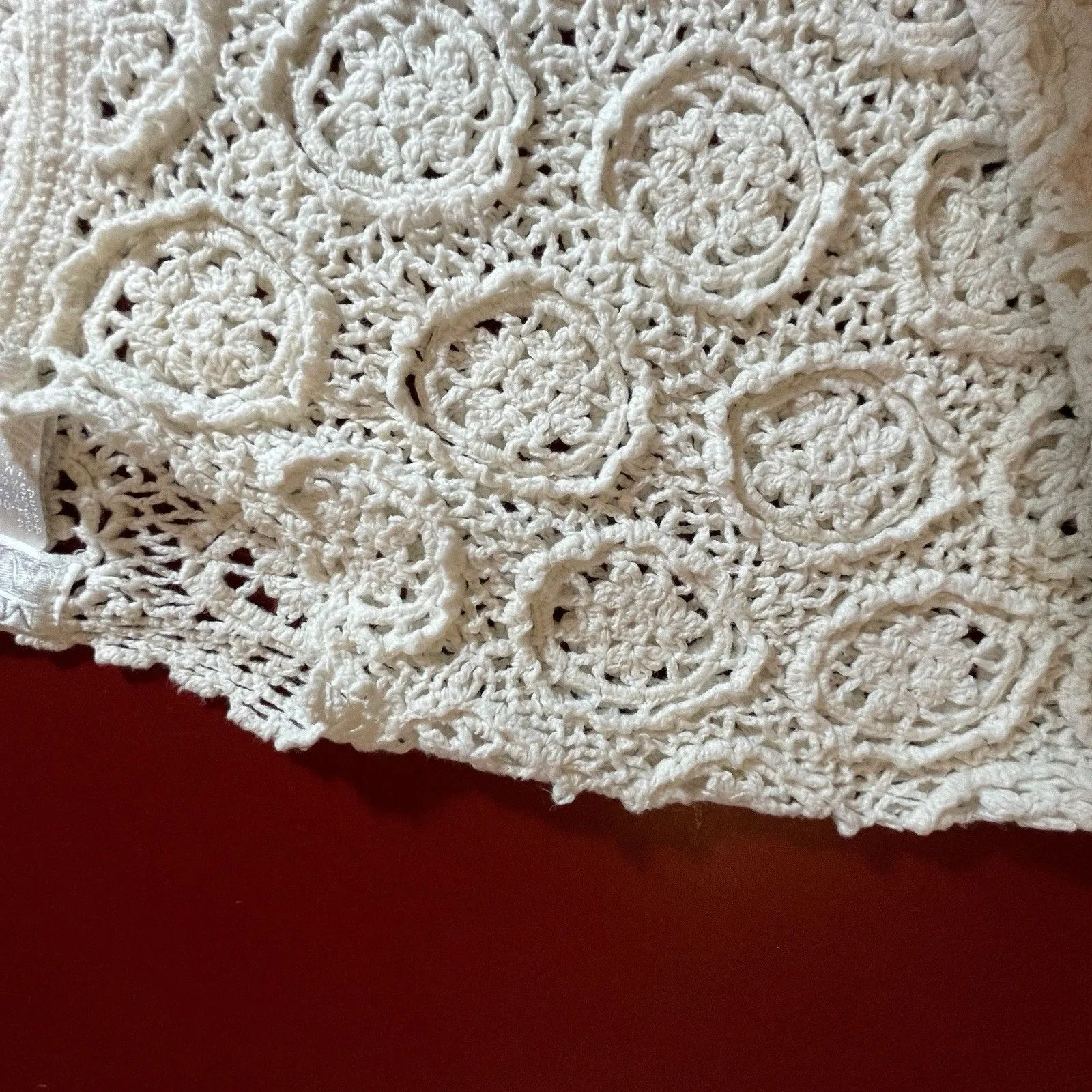 Moda Intl Crochet Button Front Cardigan Womens Med Ivory Medallion Vtg Y2k Retro - Image 6