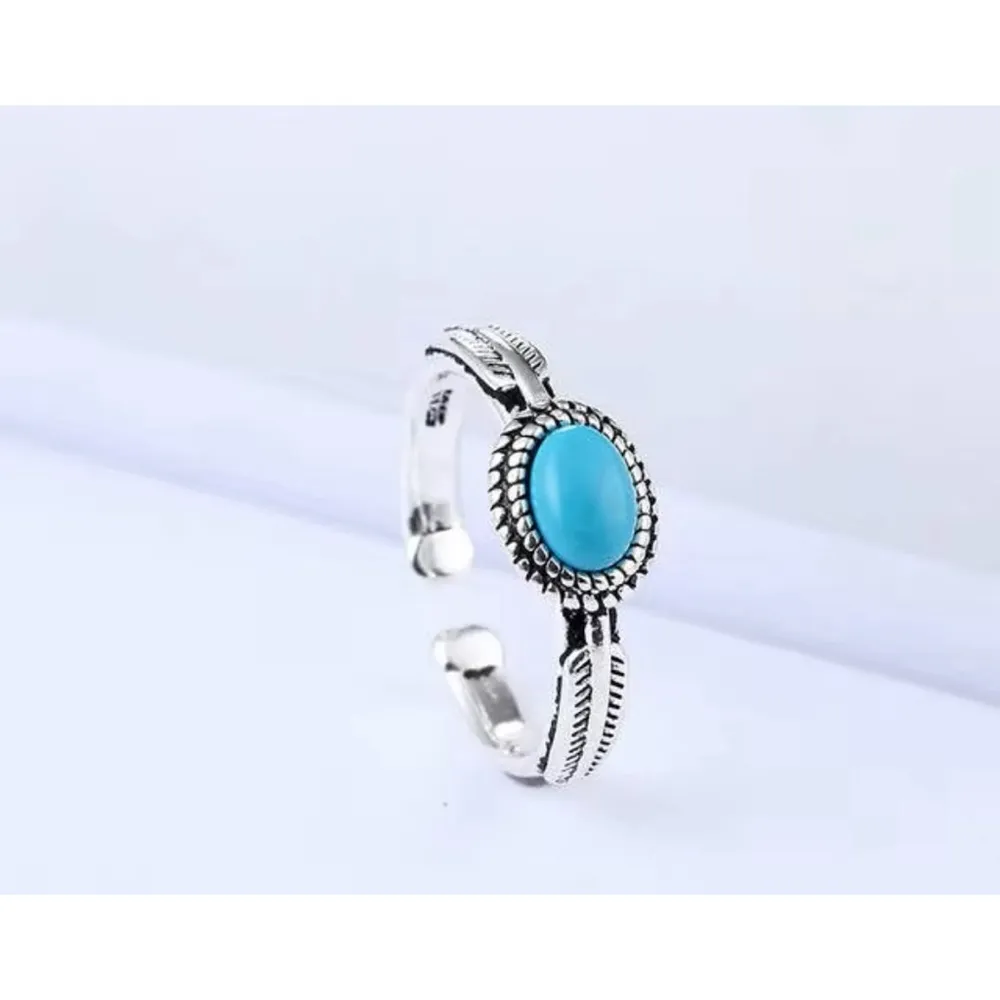 NEW‎ Women's Boho Turquoise Ring, 925 Sterling Silver Adjustable - Image 7