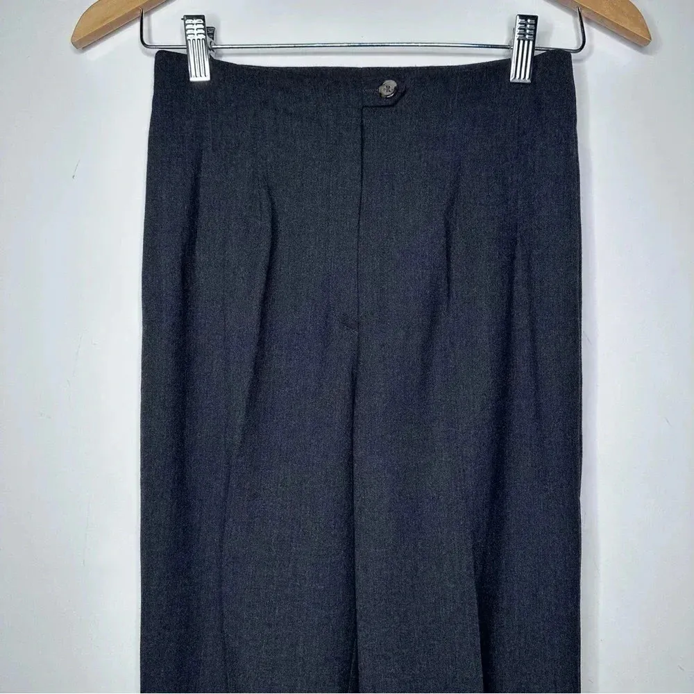 Piazza Sempione Dark Gray Stretch Wool Pleated Tapered Pants Size US 4 - Image 4