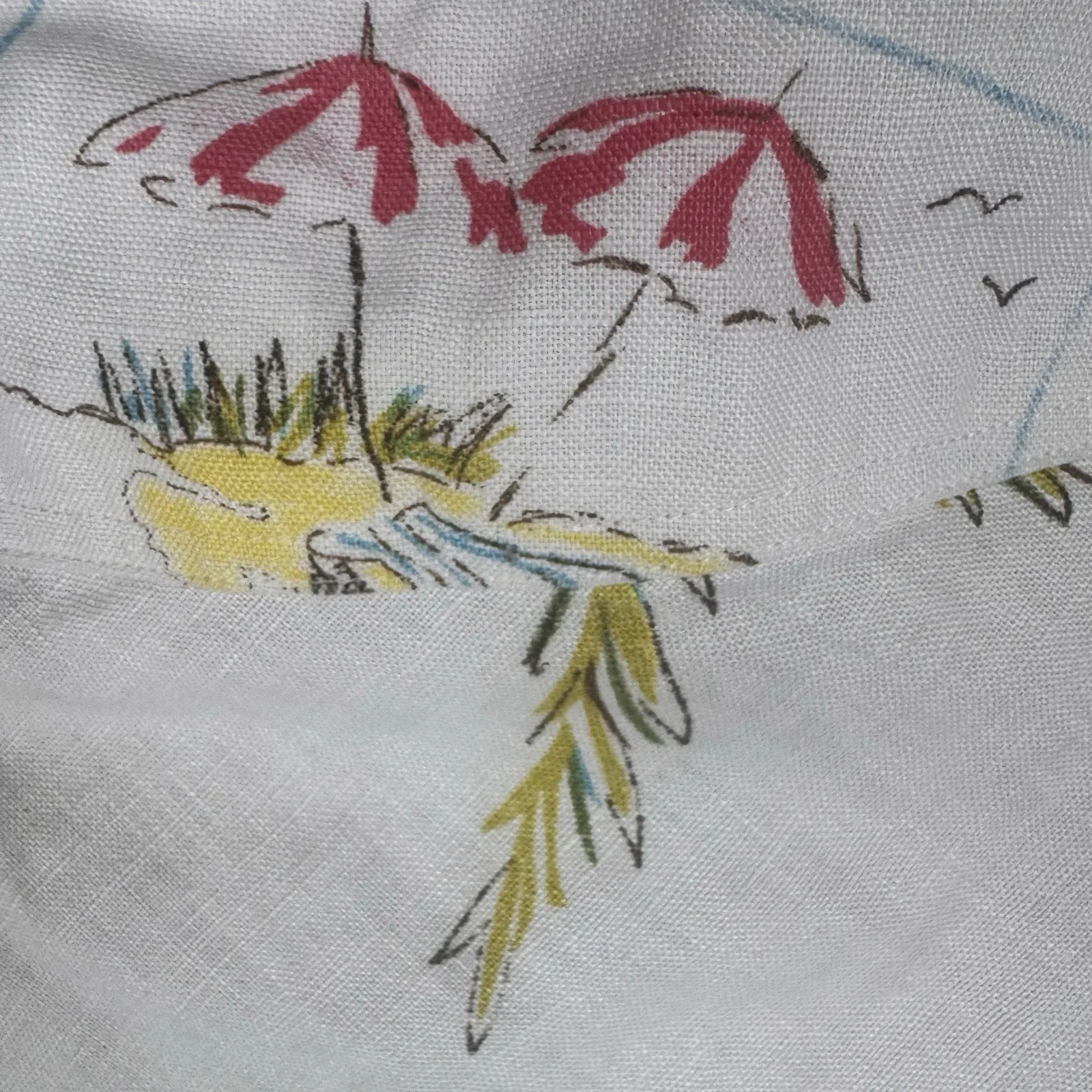 John Paul Richard Tropical Pure Linen Skirt Sz 14 Leaves Hibiscus Beach Umbrella - Image 4