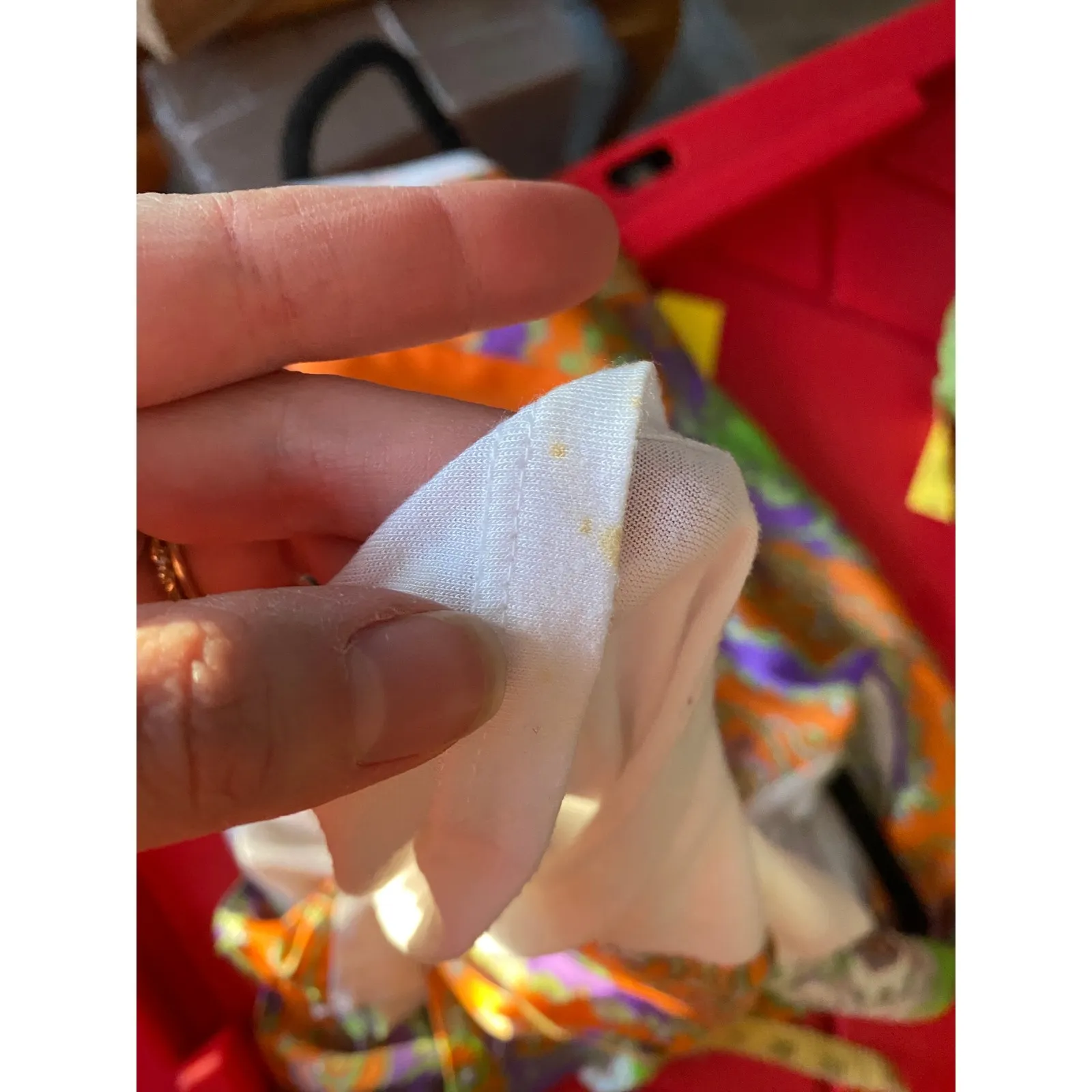 ALLEN SCHWARTZ Abstract Orange Collar Tank Top Medium Groovy Silky Boho Fest Y2K - Image 8