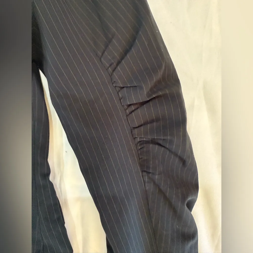 CAbi Black Pinstripe Ruched Button Down Blazer 6 Work Business - Image 7
