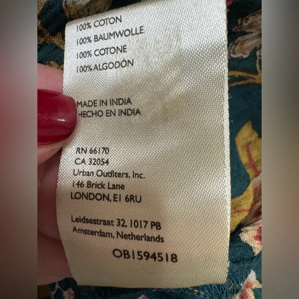 Anthropologie Pilcro The Tavi Tie Neck Floral Button Down Blouse Green Small SP - Image 9