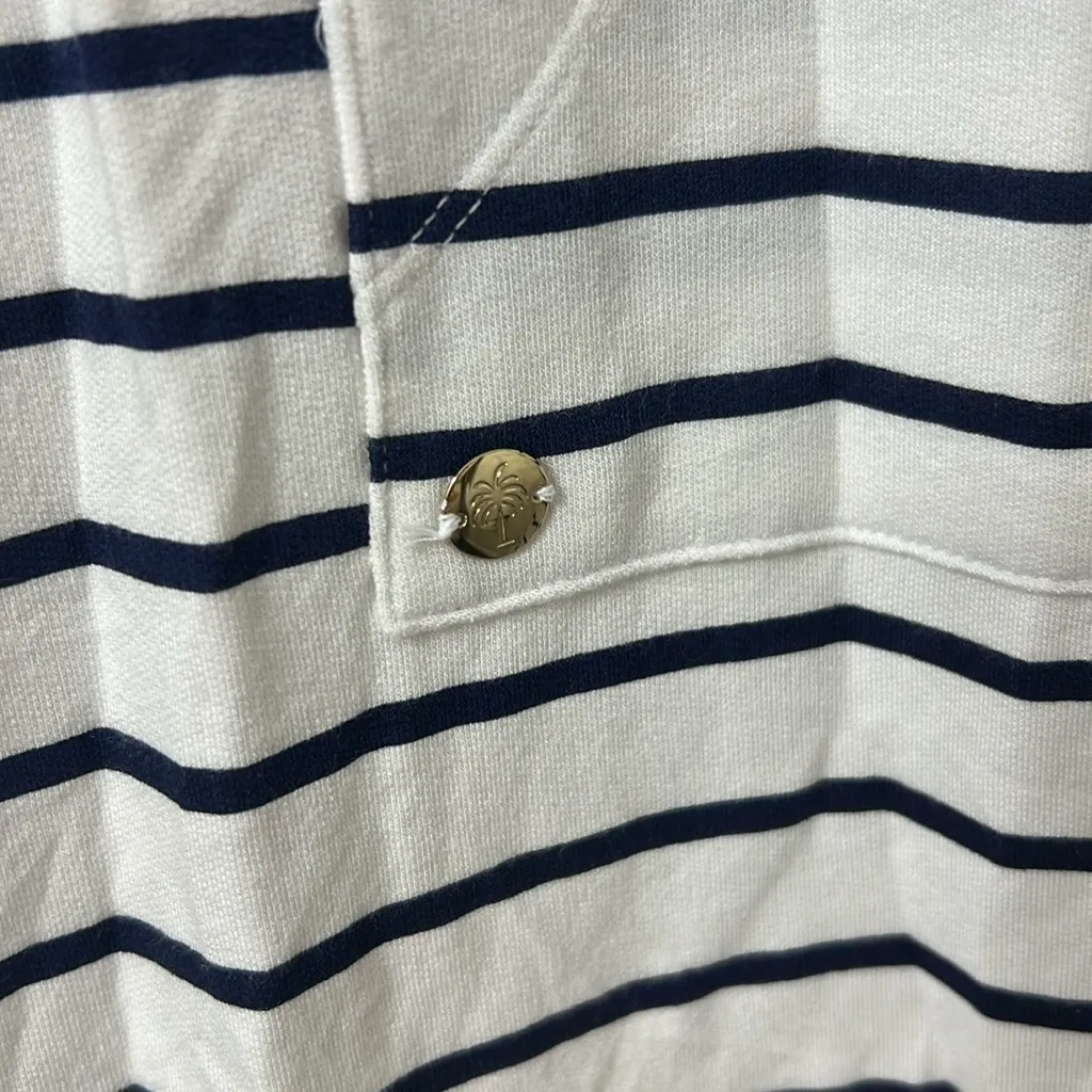 Lilly Pulitzer Hillary Popover Dress Navy Blue and White Stripes UPF 50+ Small - Image 8