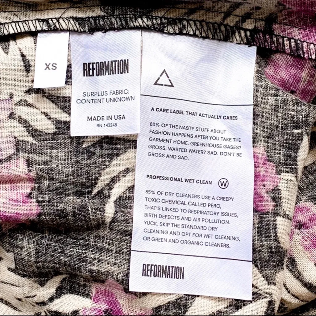 Reformation Nashville Linen Off The Shoulder Mini Dress Lanai Tropical Size XS - Image 9