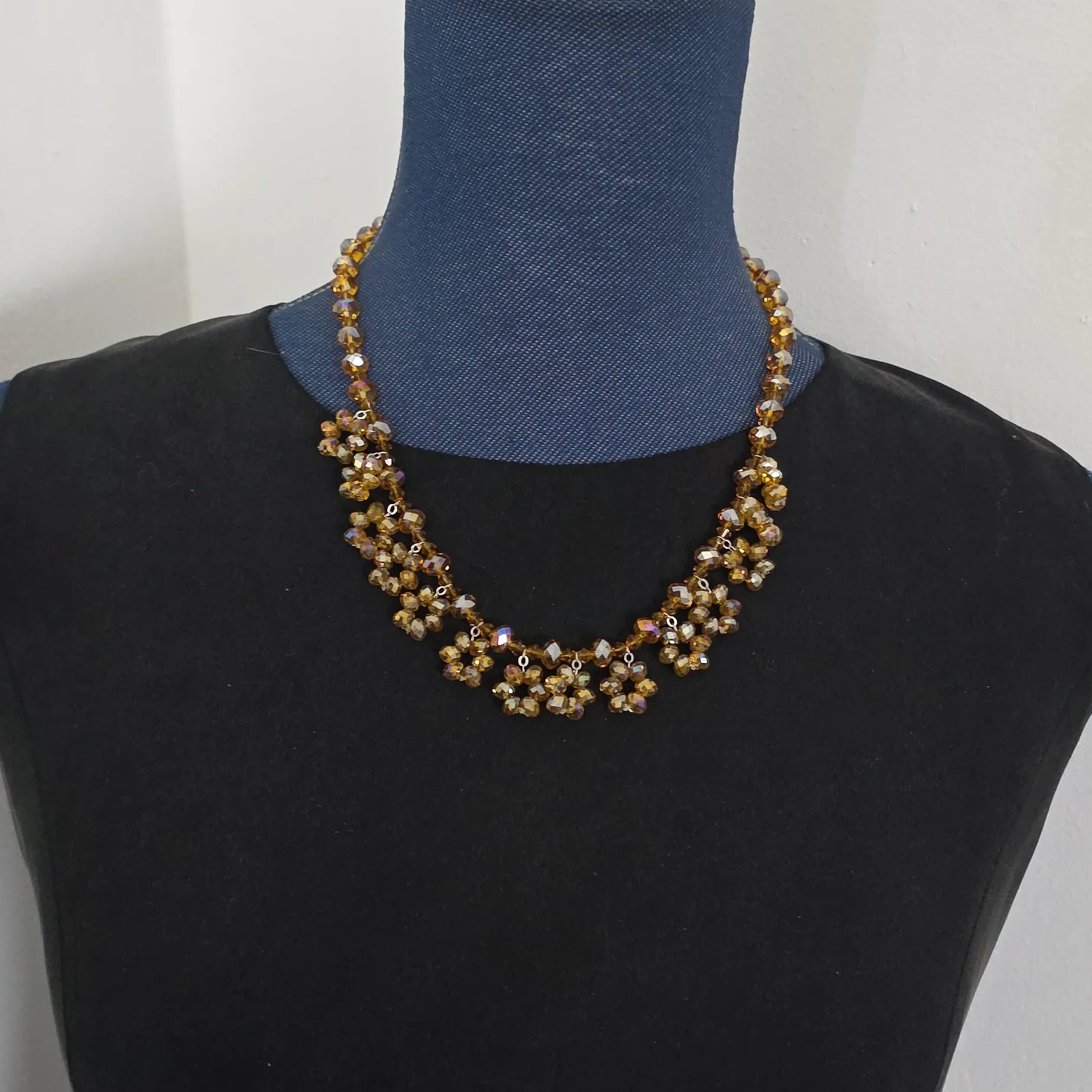 Champagne AB Crystal Bead Necklace Bracelet Earrings Set - Image 15