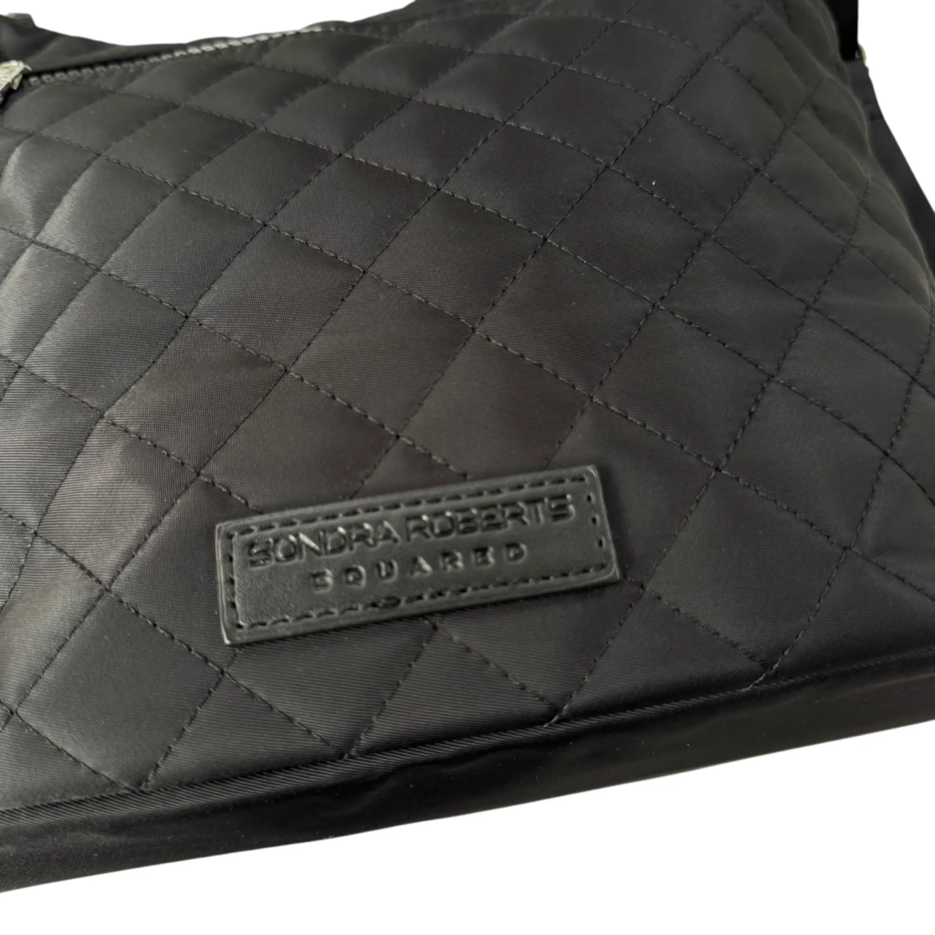 NEW Sondra Roberts Squared Convertible Quilted Nylon Tote Backpack in Black - Image 9