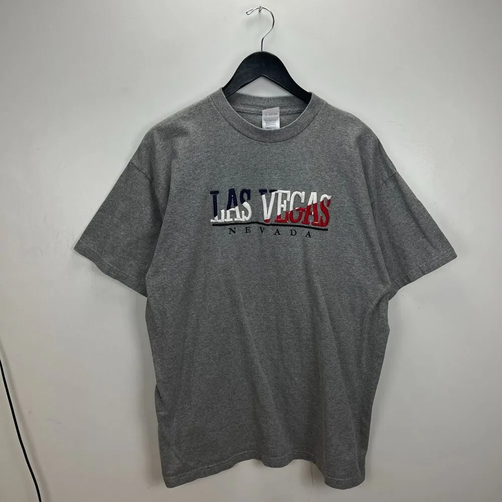 Las Vegas Graphic Tee Large Gray Vintage Y2K Unisex Fit - Image 9