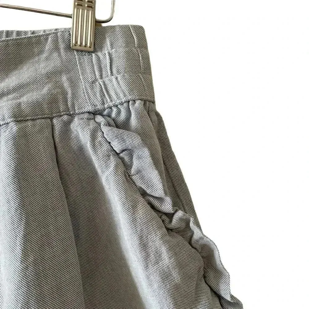 Who What Wear Cotton High Waist Scallop Blue Elastic Waist Pockets Shorts Sz 8 - Image 7