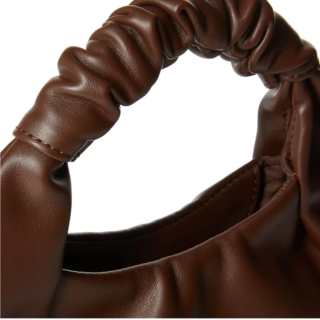 Puffy Chocolate Brown Vegan Leather Purse - Image 4