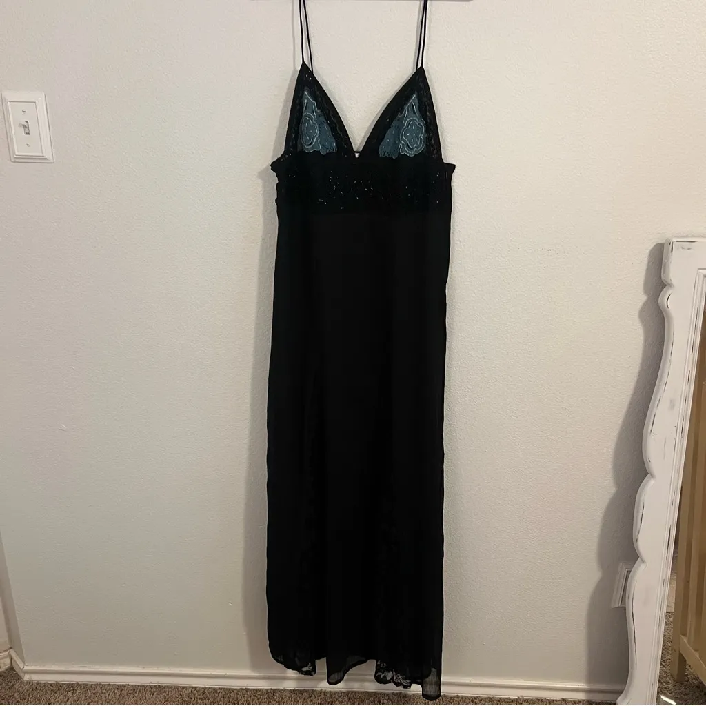 Zara Women Maxi Lace Dress Black Embroidered Beads - Image 8