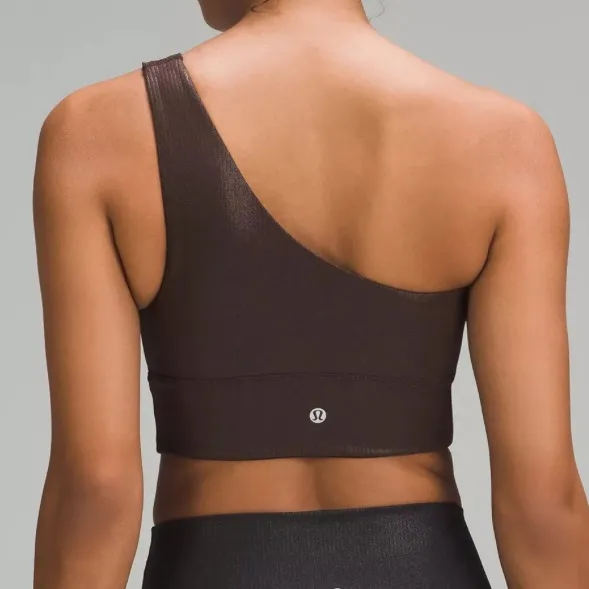 Lululemon Align Asymmetrical Ribbed‎ Shine Bra NWT Espresso Size 2 - Image 2