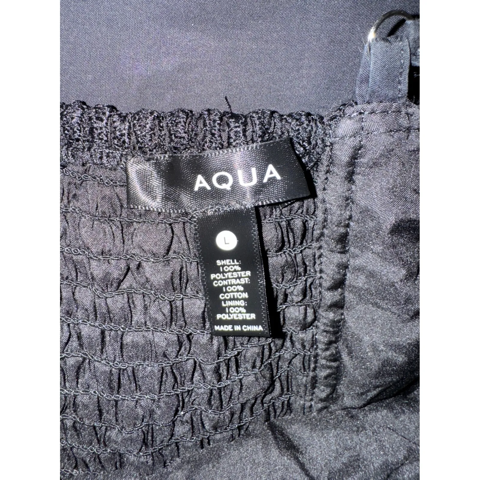 AQUA Black Eyelet Midi Dress Party Cocktail Fit‎ & Flare L - Image 9