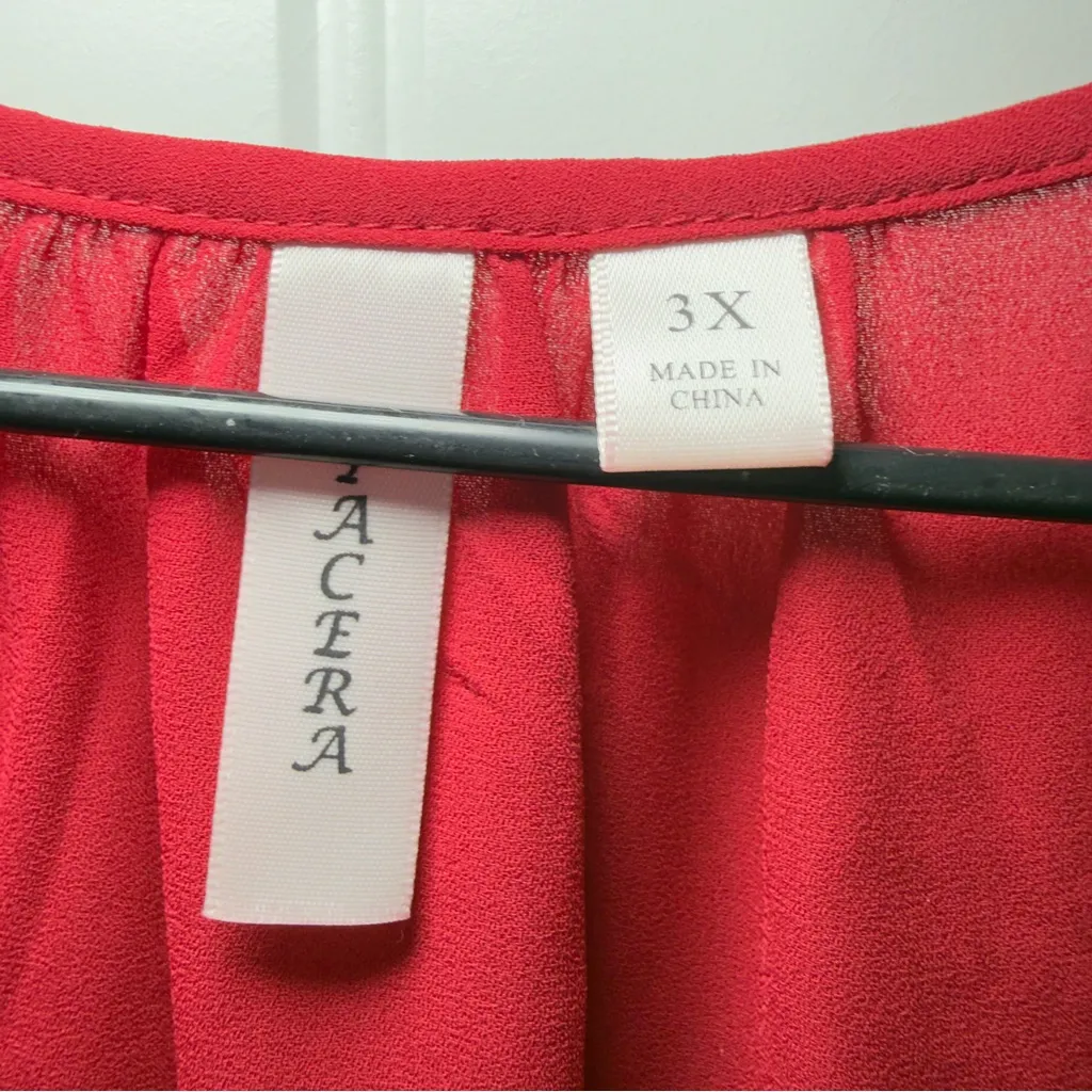 Tacera Woman 3X NWT Roll Tab Top Blouse Tunic Red Of Some Kind - Image 6