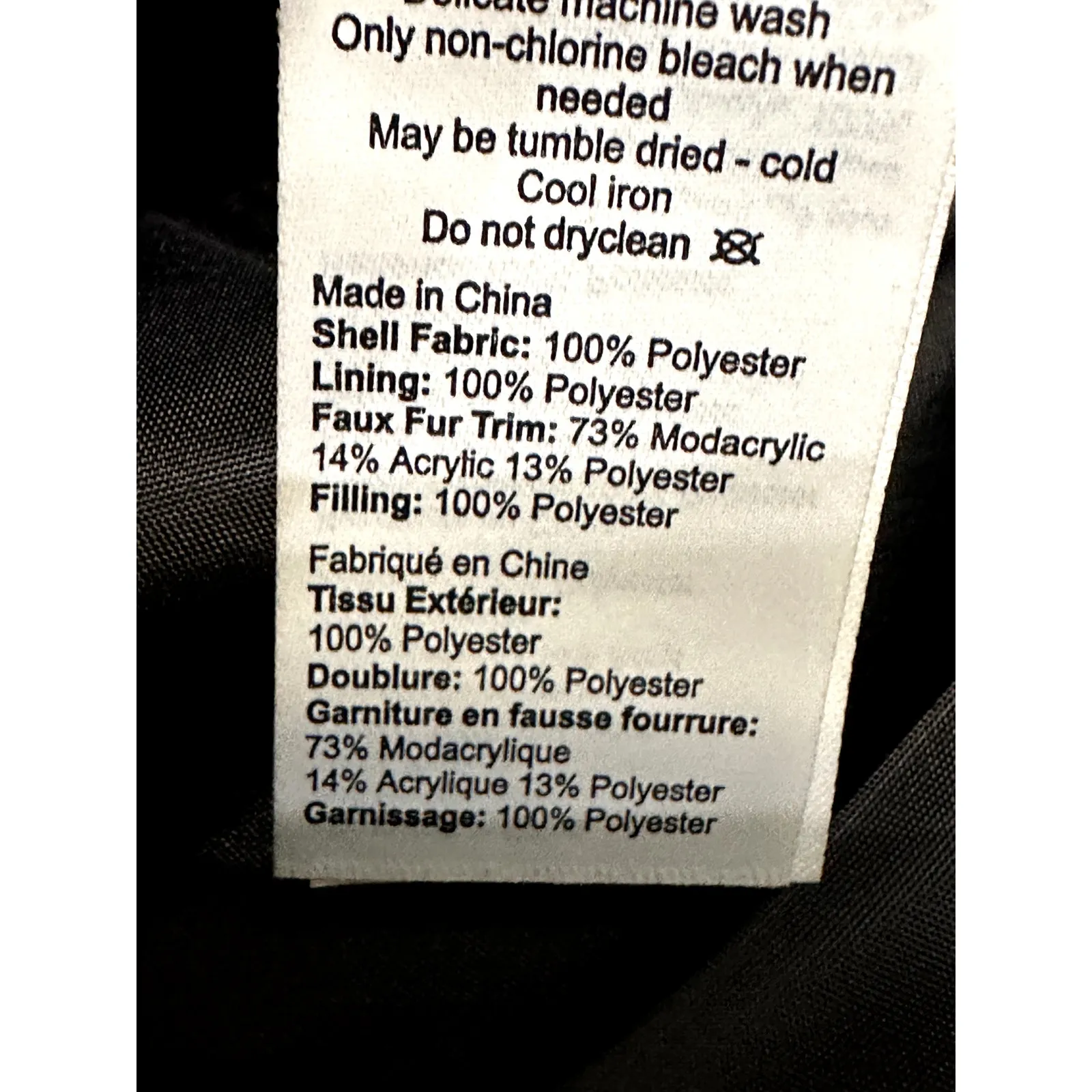 Avenue Puffer Jacket Quilted Design Faux Fur Trim Hooded Solid Black W 14/16 NWT - Image 11