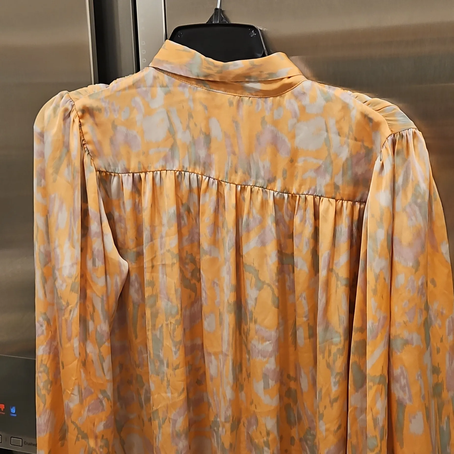 💕MAJE💕 Cifalisa Top ~ Orange Watercolor Floral Satin Size 3 = US Large - Image 9