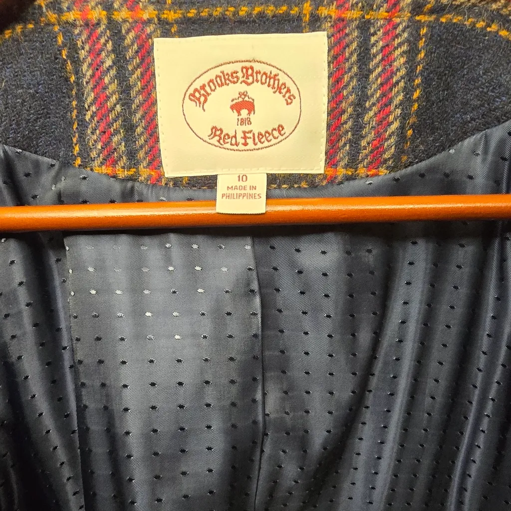 Brooks Brothers womens tartan plaid jacket wool Size 10 - Image 9