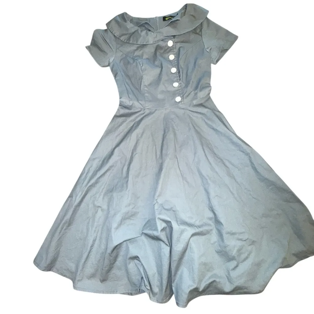 Vintage Audrey Hepburn Cocktail Swing Dress 1950s Women's Dress Gray Size XS - Image 3