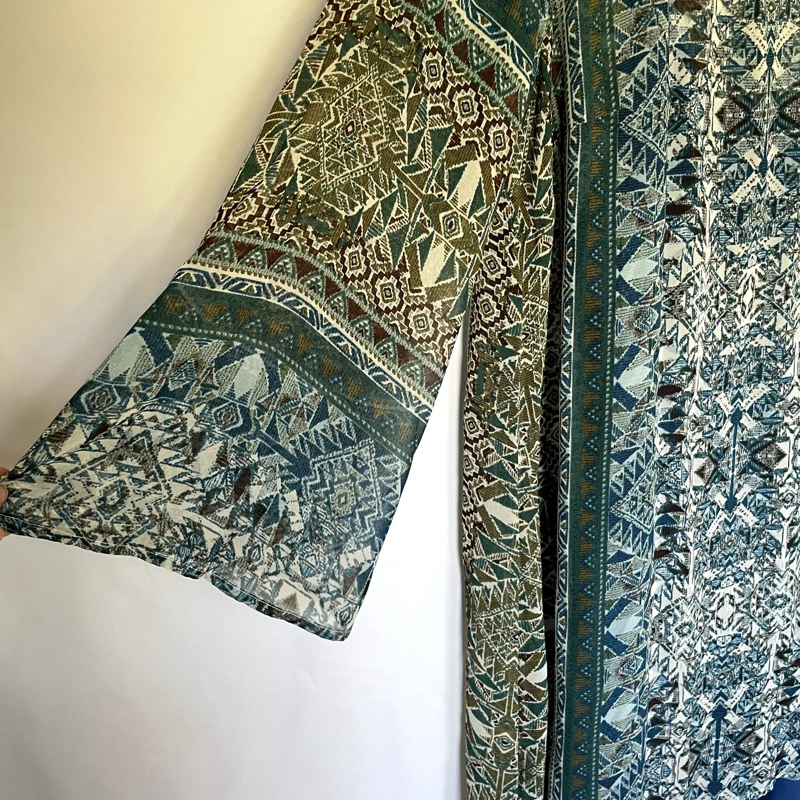 One World live and let live women's size 2X flowy boho dress midi long sleeves - Image 4