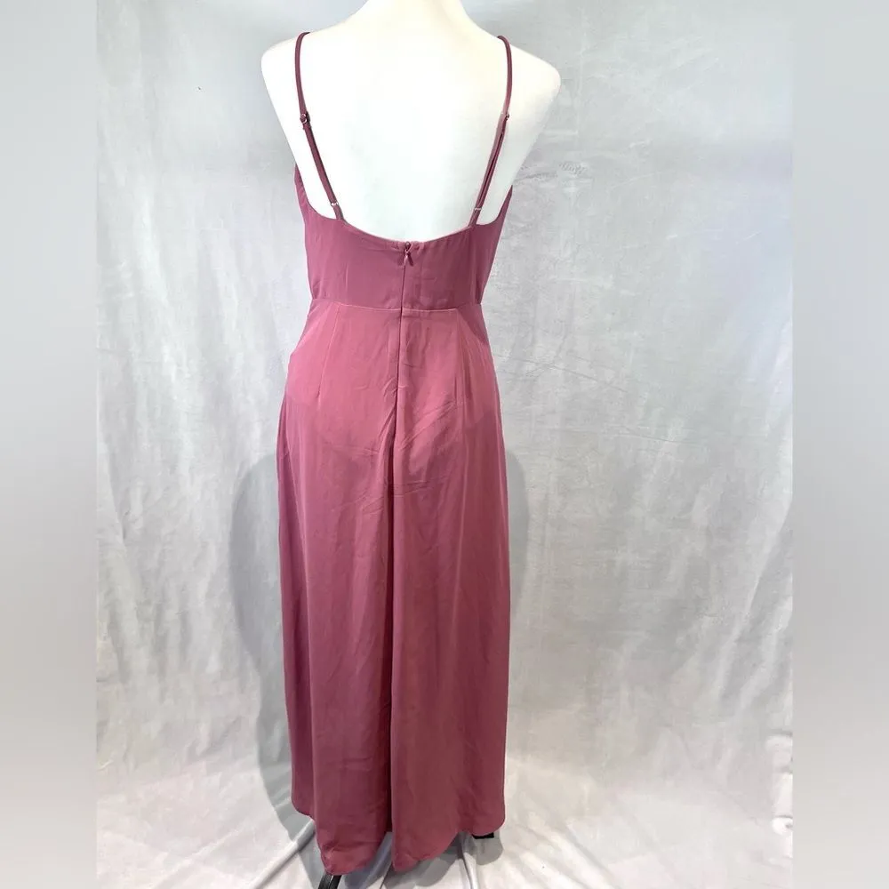 Lush dusty rose pleated faux wrap maxi dress size small - Image 6