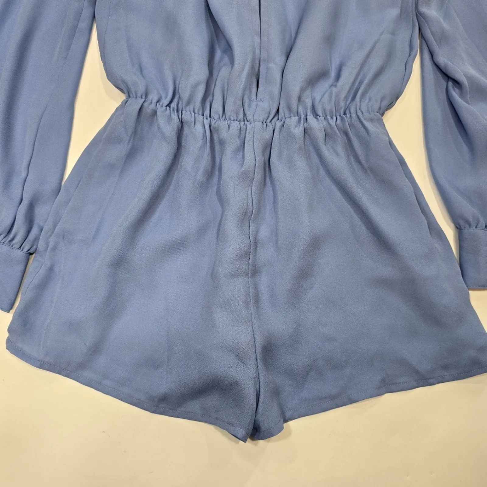 Superdown Kaycie Drape Neck Romper in Blue XXS - Image 10