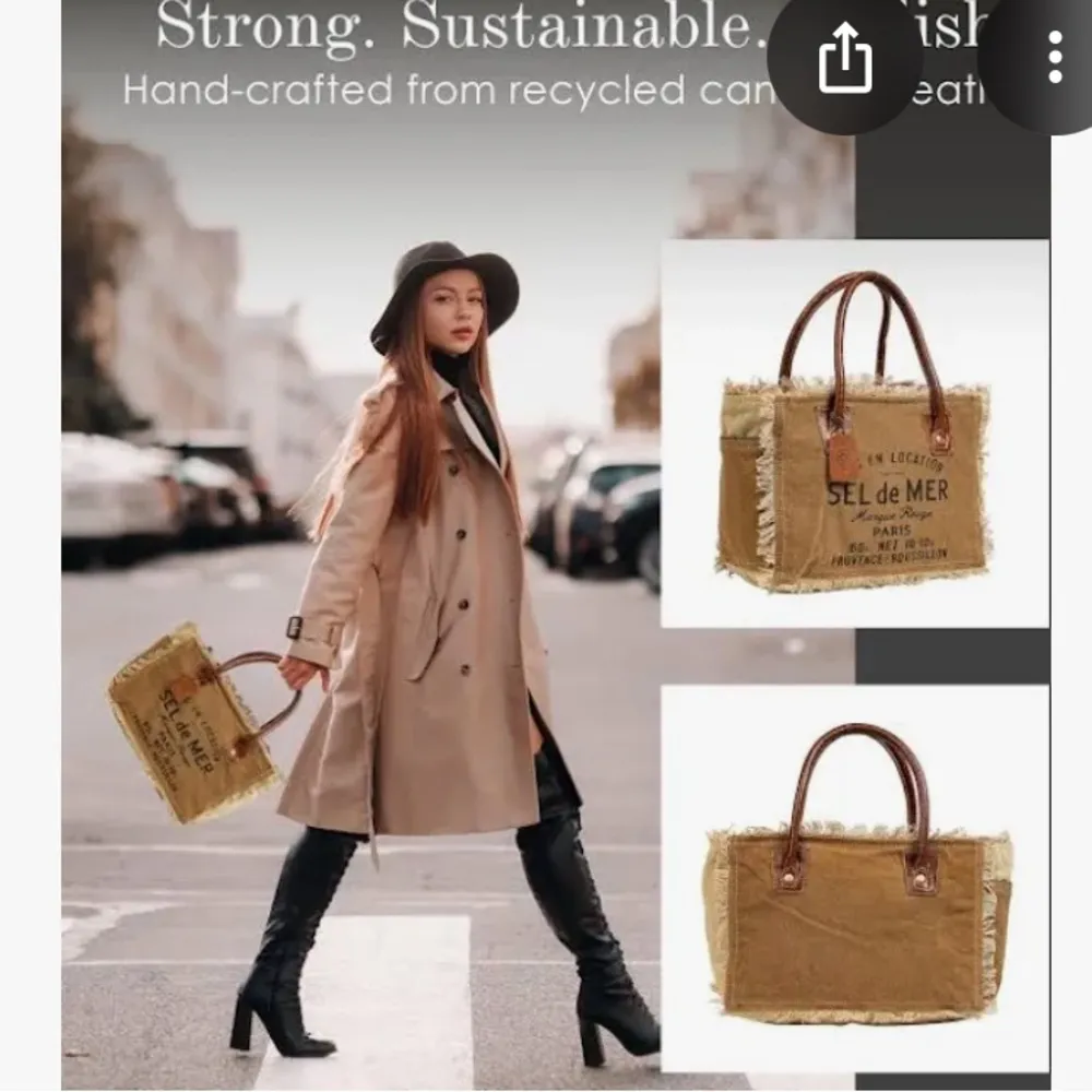 sel de Mer Myra bag canvas and leather Tan - Image 12