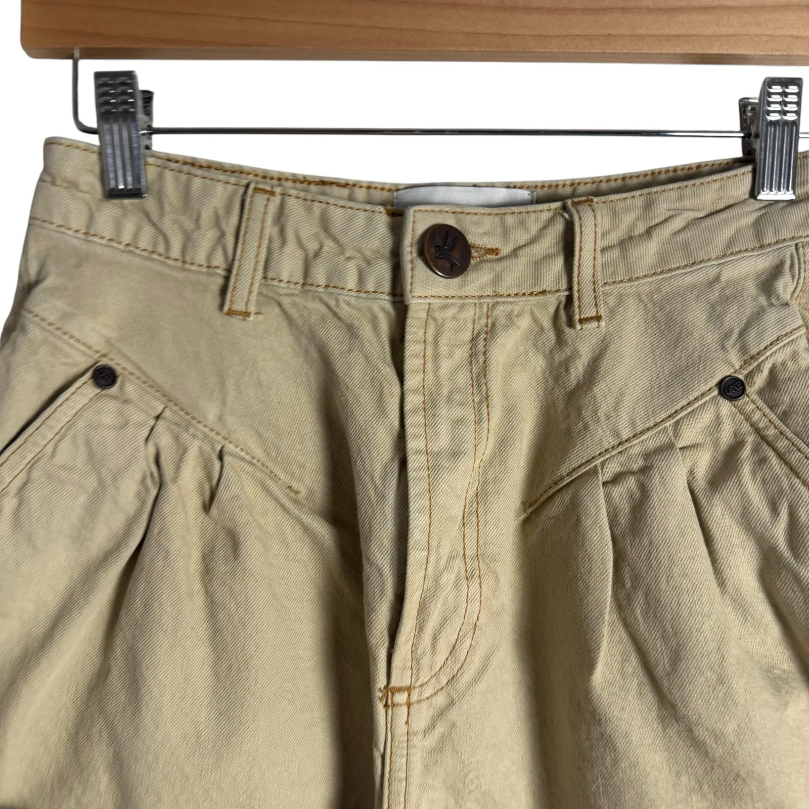 One Teaspoon Streetwalkers High Waist 80s Stone Tan Denim Jean Shorts 25 - Image 6