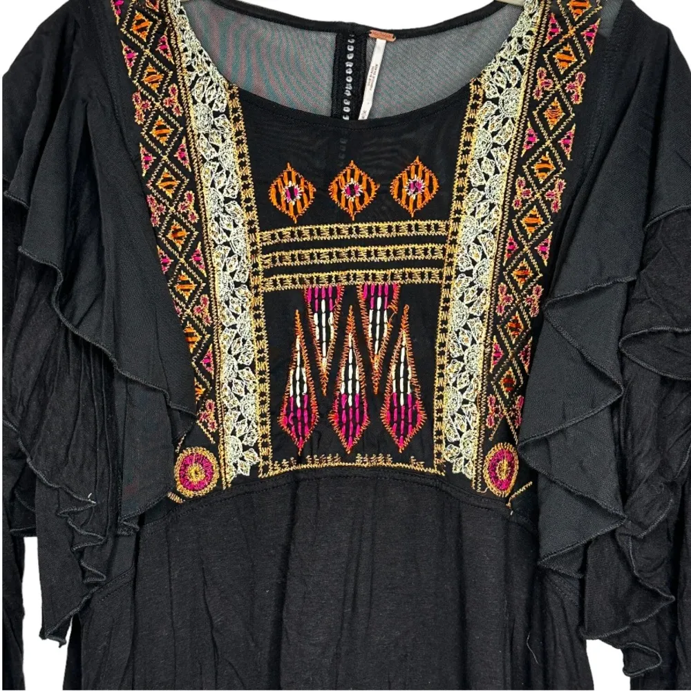 Free People Cienga Embroidered Black Top - Image 3
