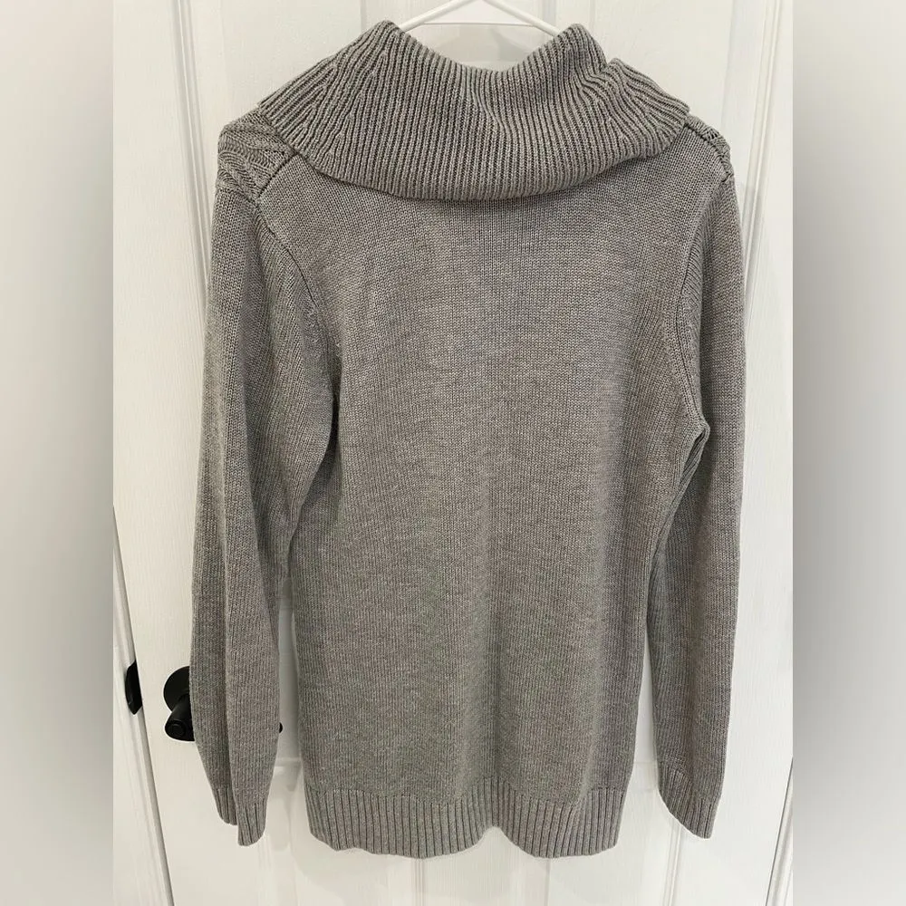 Calvin Klein Cowl Neck Gray Rib Knit Sweater Women’s Size M - Image 2