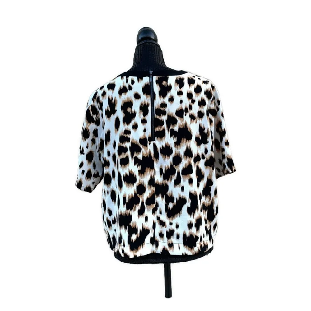 Topshop Animal Print Gold Brown Boxy Cropped Waist Top 12 - Image 2