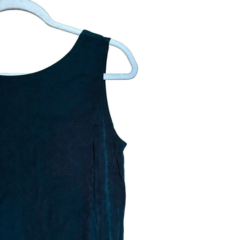 Chicos Travelers Sweater Set Medium Green Textured Tank Cardigan Slinky Stretch - Image 7