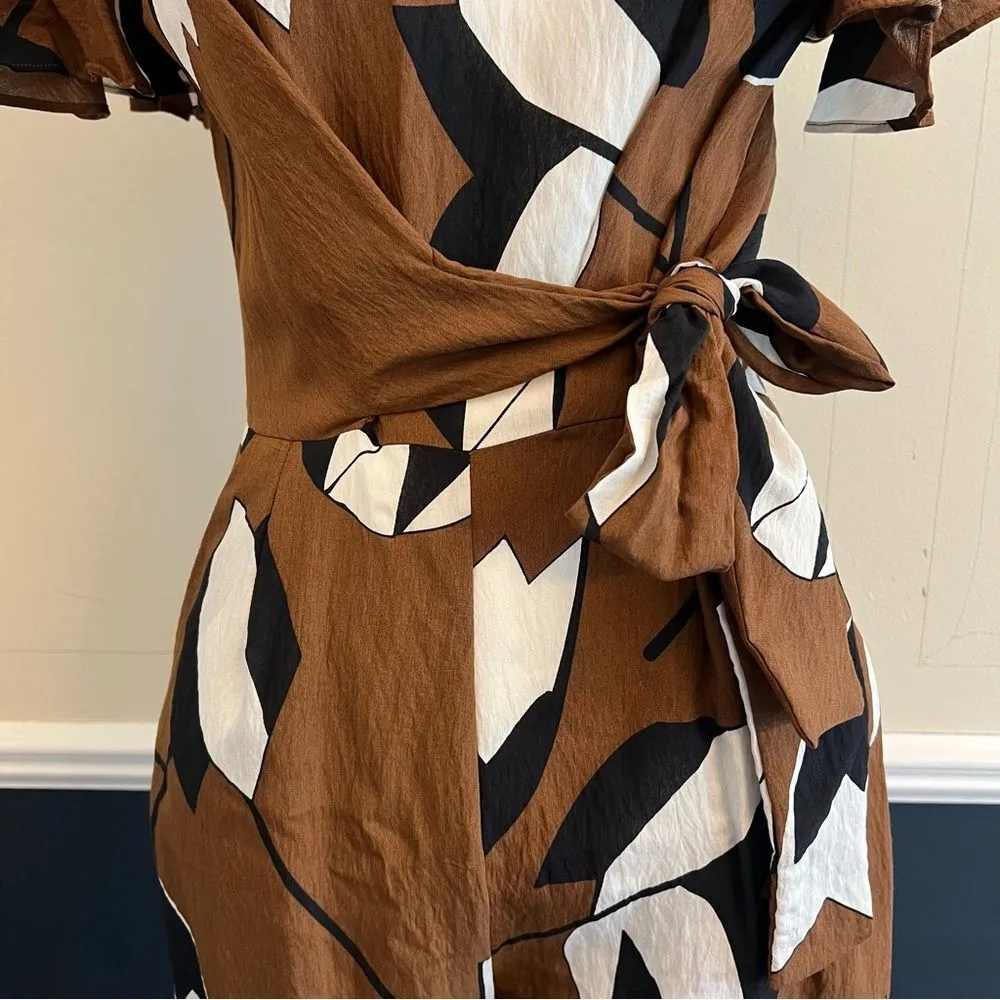 Anthropologie Eva Franco Miranda Tulip Floral Jumpsuit Size 4 Short Sleeve Brown - Image 8