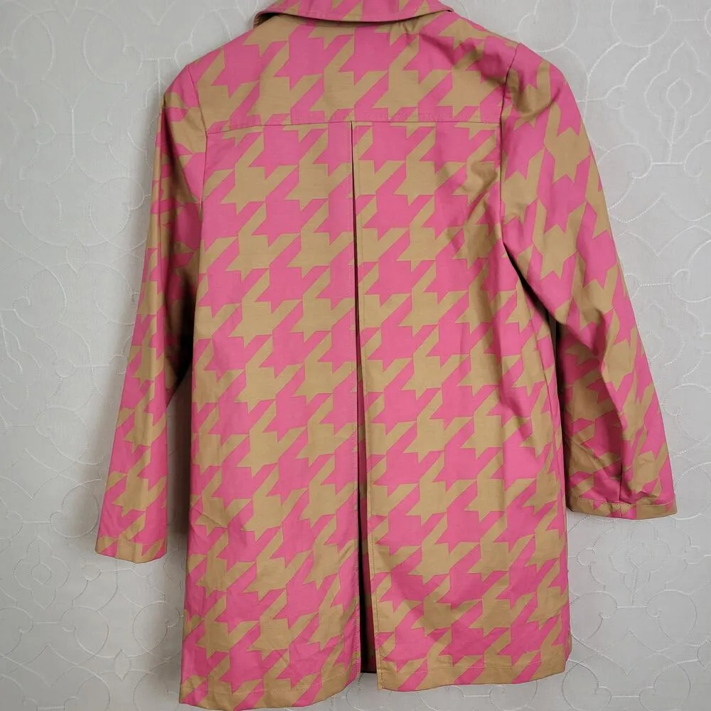 Isaac Mizrahi Target 20th Anniversary Womens Trench Coat XS Pink Tan Houndstooth - Image 6