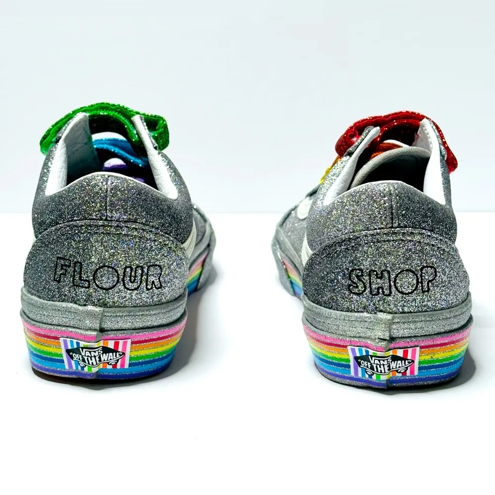 Vans x Flour Shop Old Skool V Glitter Rainbow Skate Sneaker Shoe Size 7 NWOB - Image 6