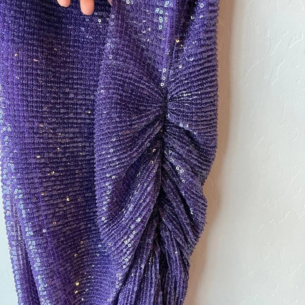 Gauge81 Dress Perry Purple Ruched Sequined Sleeveless Mini Party Dress Size‎ S - Image 5