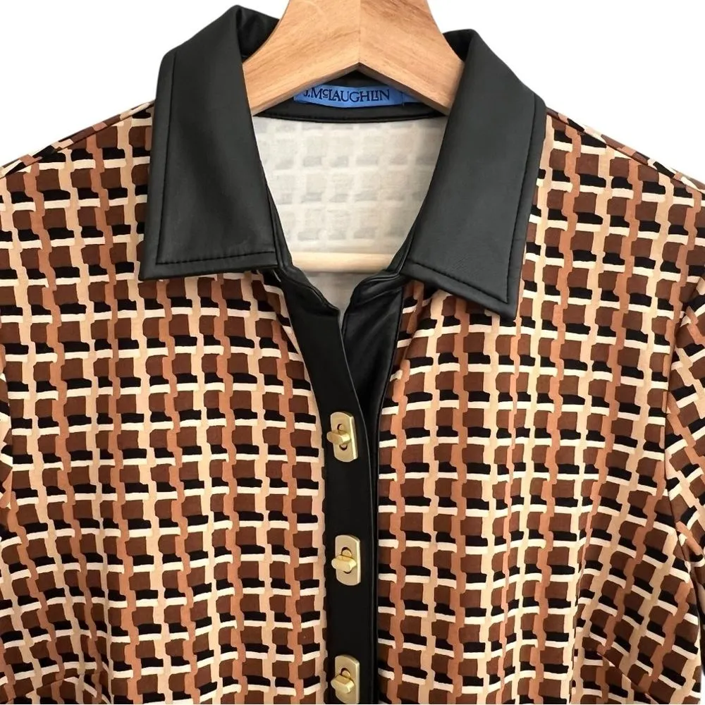 J. McLaughlin Womens Bainbridge Sheath Dress Sz S Preppy Office Career Geo Print - Image 2