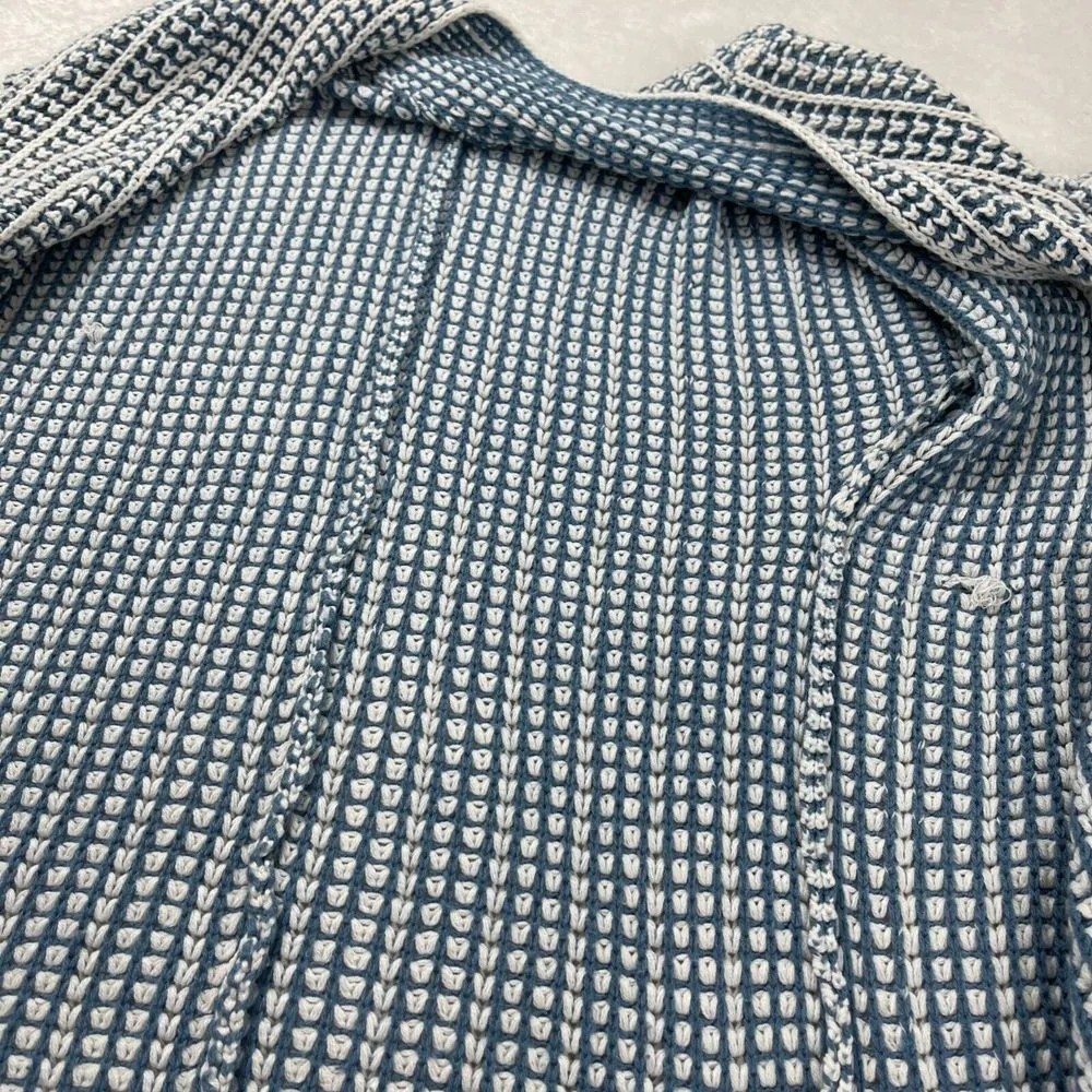 Pink Republic Knitted Cardigan Sweater‎ Womens Sz S Blue White Open Front Chunky - Image 8