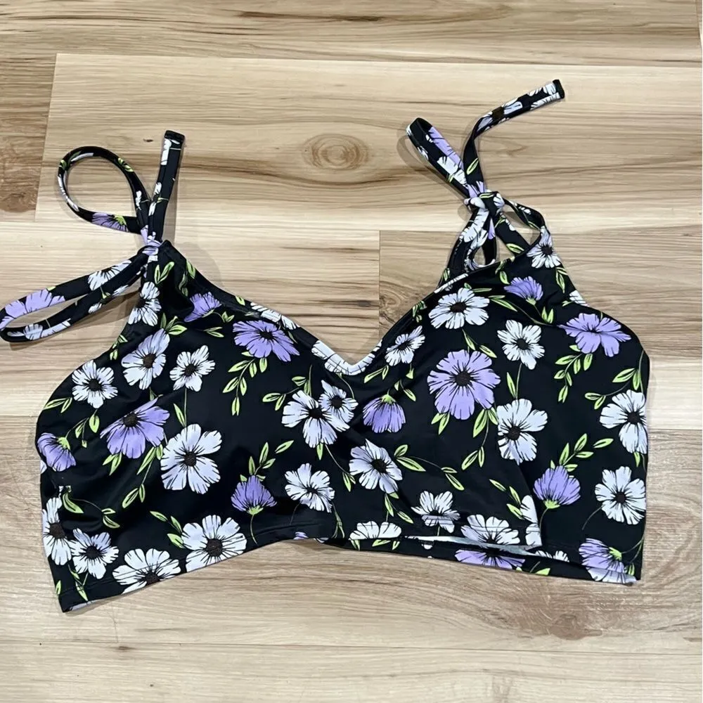 NEW Beach Betty by Miracle Brands Floral Bikini Top Women’s 3XL Black Size 3X - Image 2