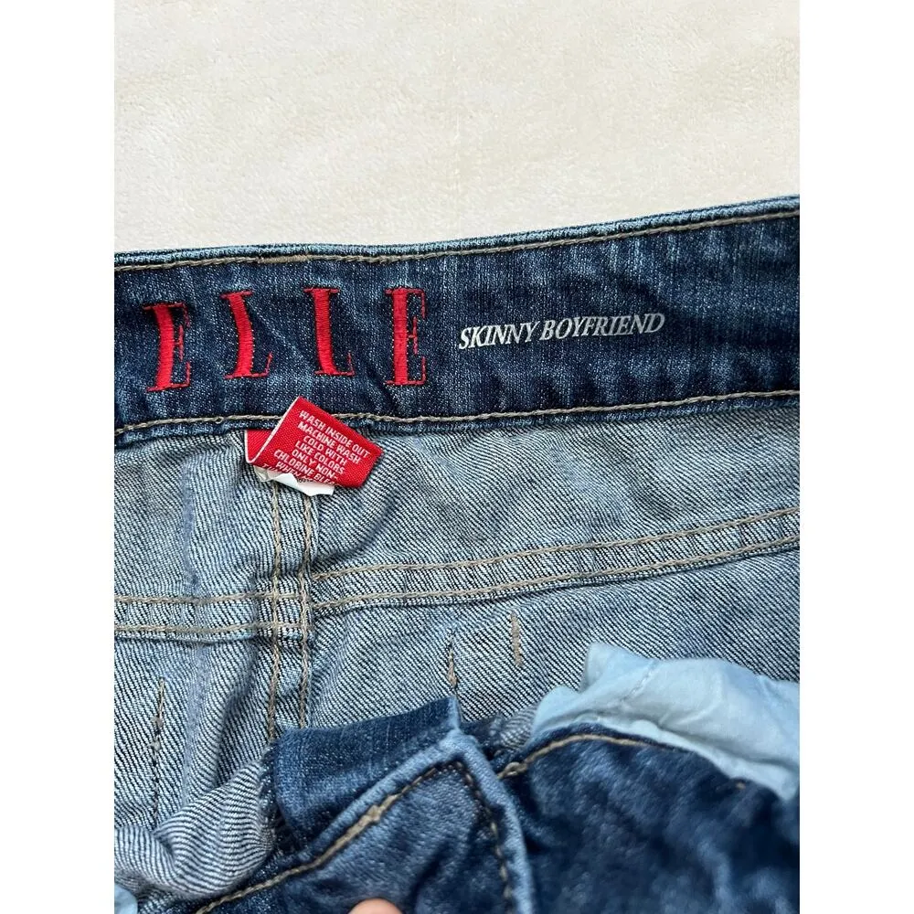 Elle Mid-Rise Skinny Boyfriend Patchwork Straight Leg Jeans Size 10 - Image 7