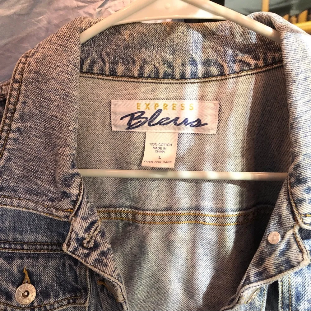 Large Hand-painted  Denim Jacket, Western Floral Cowskull - Image 4