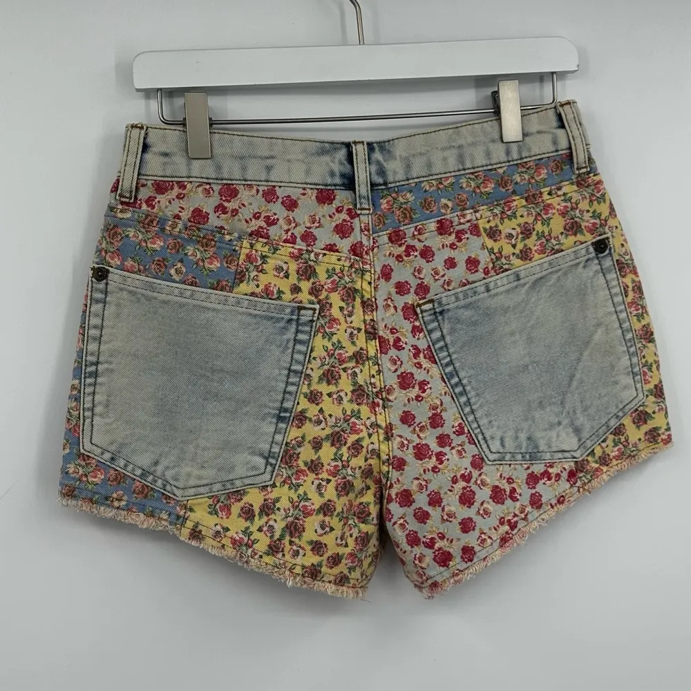 Farm Rio Anthropologie Floral Patchwork Denim Shorts Size 27 Coquette Rodeo - Image 9