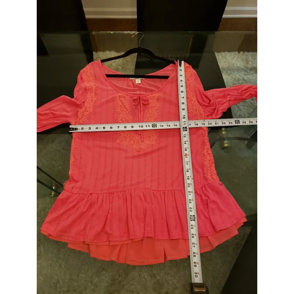 Vintage America Women's Pink 100% Viscose Scoop Neck Long Sleeve Top Blouse XL - Image 11