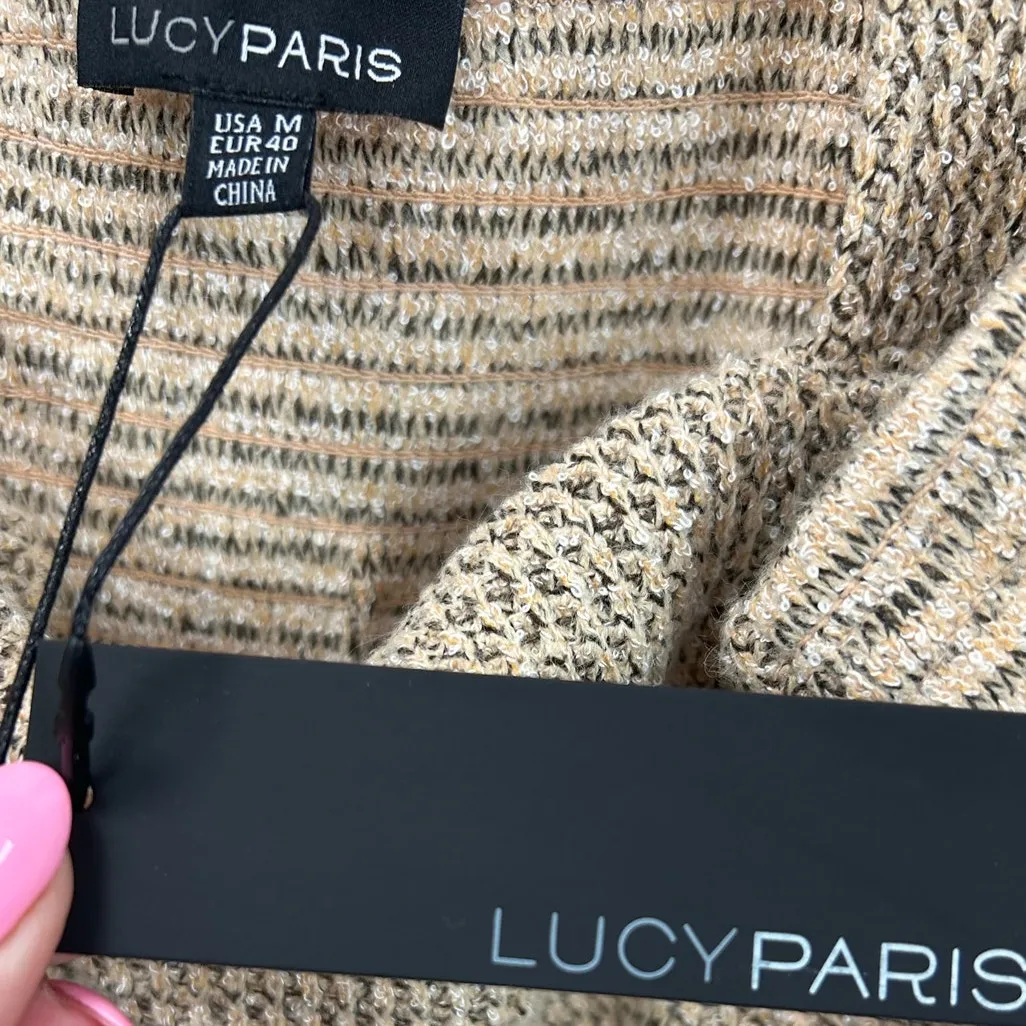 Lucy Paris Womens Camille Tan Knit Button Tank size M NWT. - Image 5