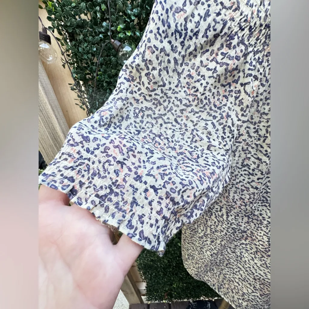 Theory Blouse Top Margina Splatter Gauze Cotton Peasant Size Medium 70774574 - Image 3