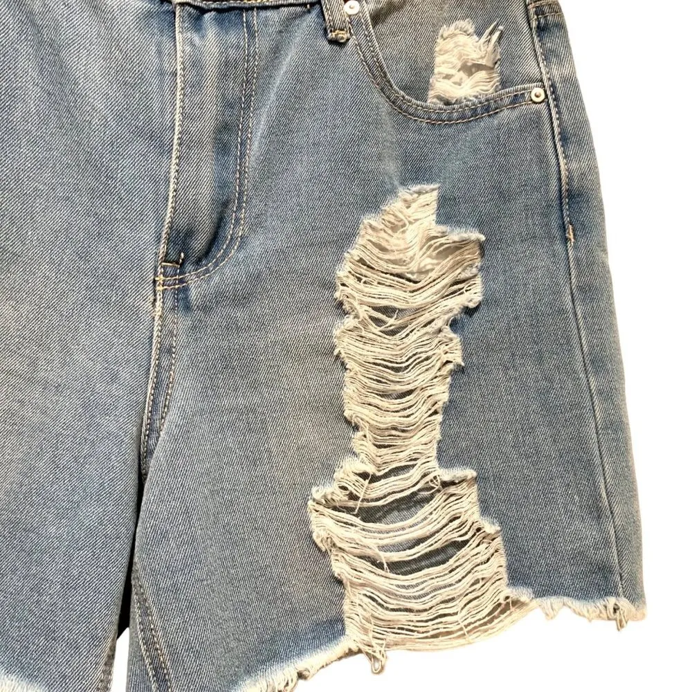Indigo Rein High Rise High Waist Jean Shorts Cutoffs Distressed Retro Size 7 27 - Image 2
