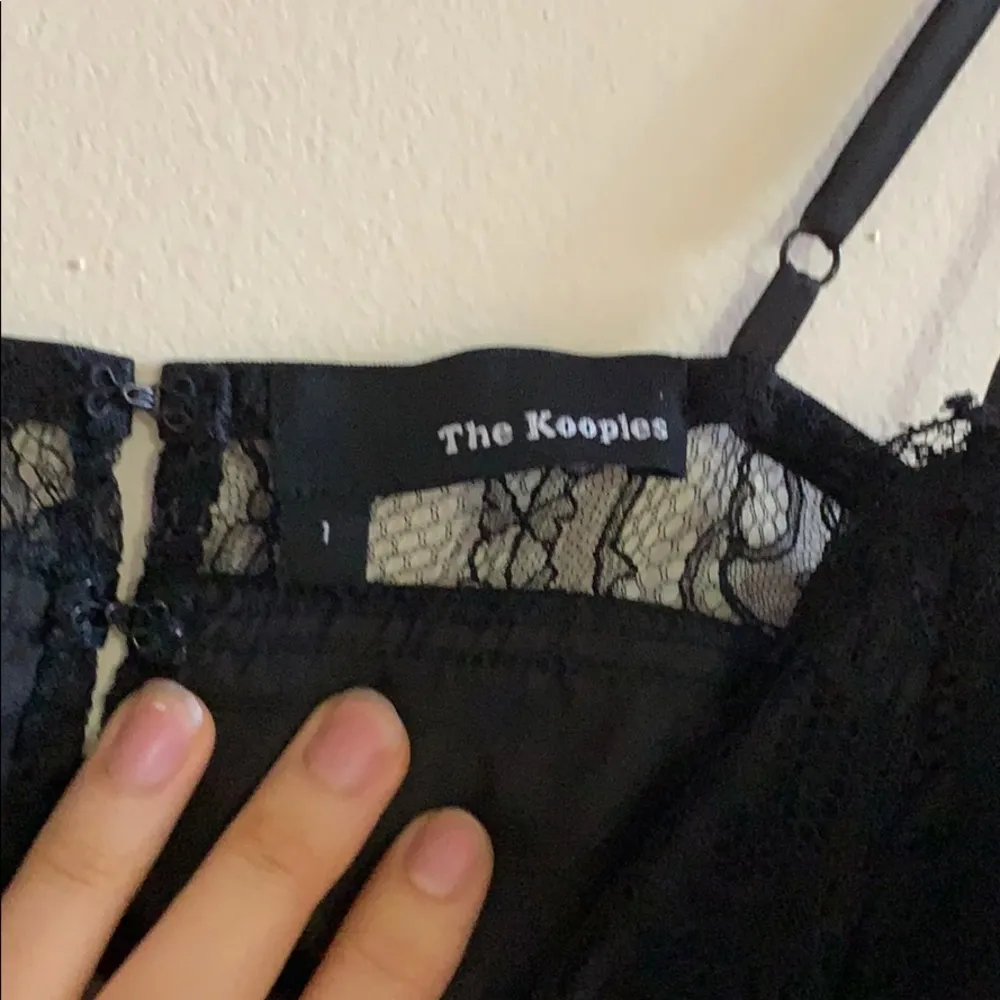 NWOT The Kooples satin lace trim black cami spaghetti strap top - Image 7