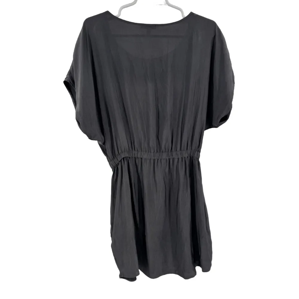 Express Gray Embellished Short Sleeve mini dress tunic silky L casual party - Image 2